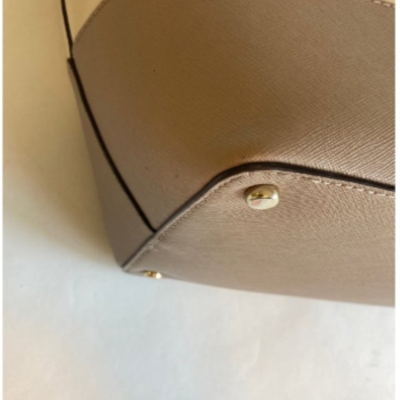 Kate Spade Ivory Beige Crossgrain Leather Handbag Shoulder Bag. - Picture 10 of 12